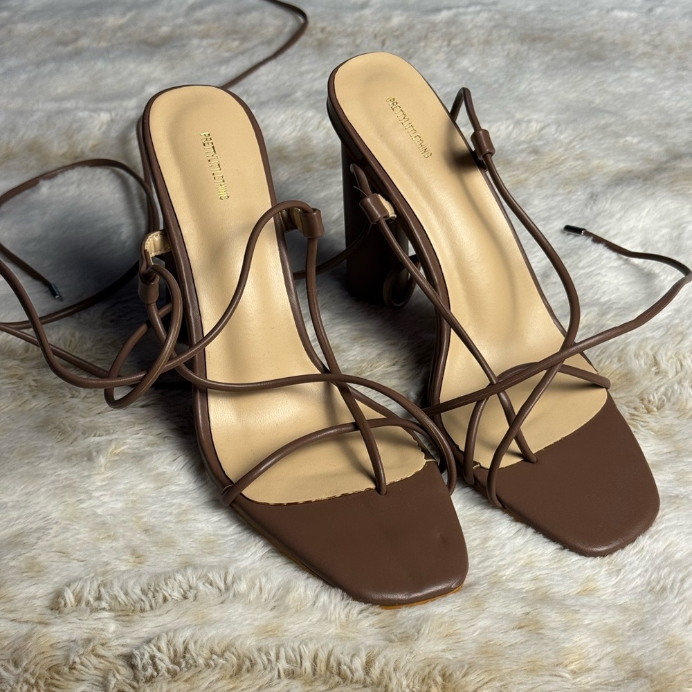 PrettyLittleThing Chocolate Strappy Heels